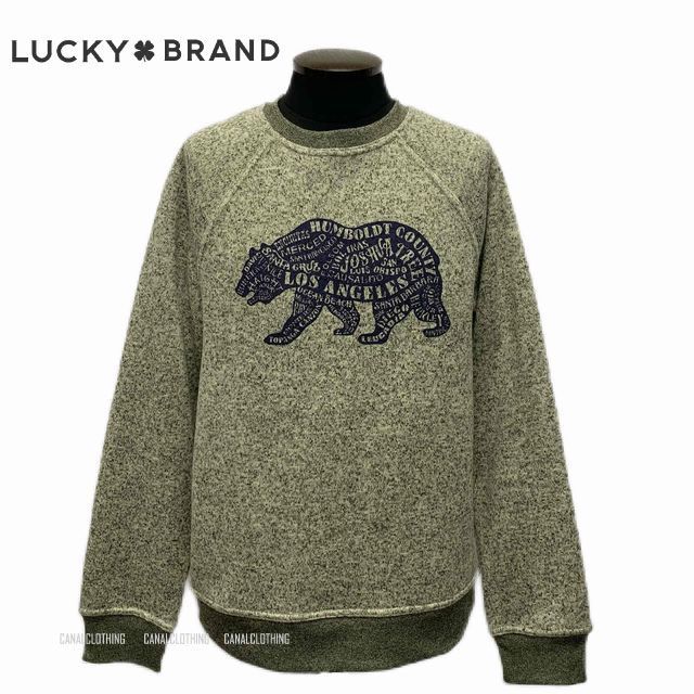 新品！ LUCKYBRAND PRINT SWEAT SHIRT ラッキーブランド ラグラン プリント スウェットシャツ 正規SHOP購入 アメリカ買い付け 7M2226B ベアプリント、トレーナー（1404））