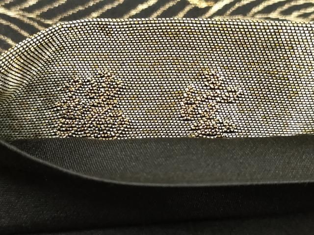 ［4898］袋帯 雲取文様 金銀彩 六通 未仕立て 正絹 着物 黒 4898］袋帯 雲取文様 金銀彩 六通 未仕立て 正絹 着物 黒