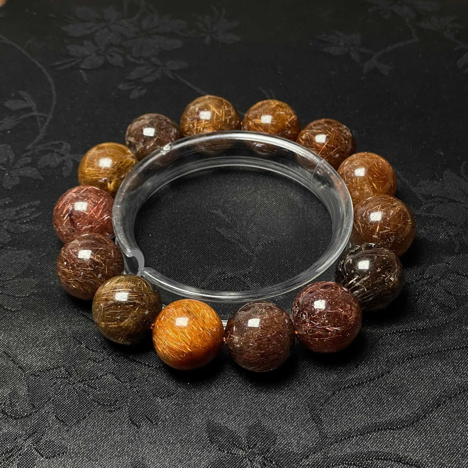 上級 EU製 銅髪ルチルクォーツ ブレスレット パワーストーン 天然石 金運 お守り プレゼント 16.3-17.1mm ZB9523