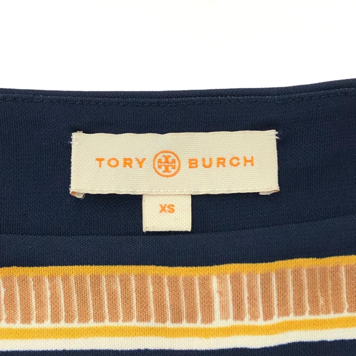 良好 TORYBURCH トリーバーチ ワンピース サイズ:XS ネイビー/イエロー ストレッチ生地 レディース 総柄 240001096491 -  メルカリ