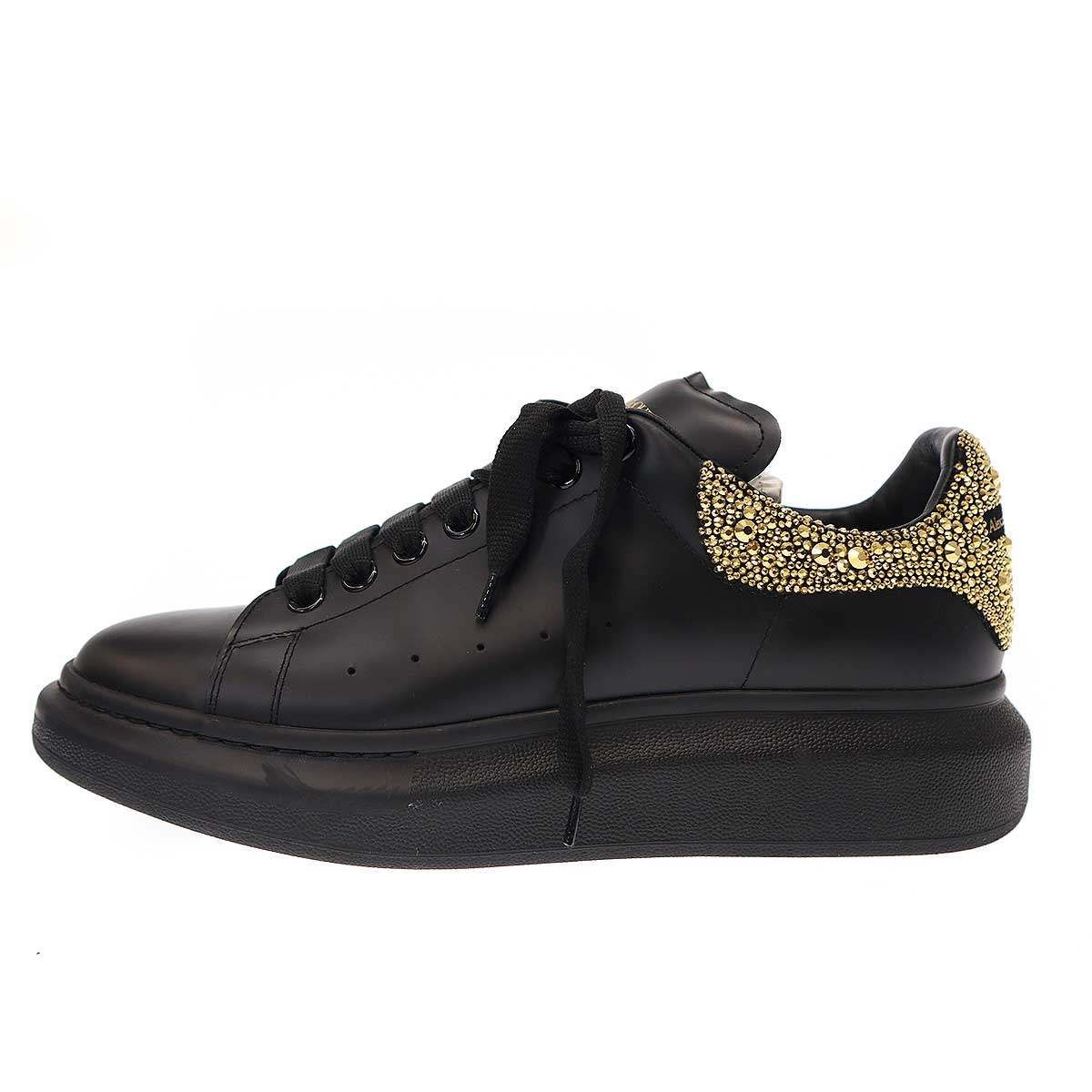 ALEXANDER McQUEEN アレキサンダーマックイーン Oversized Crystal Low Top Sneakers  ビジューストーンデザインオーバーサイズスニーカー 662654 ブラック ゴールド 43 - メルカリ