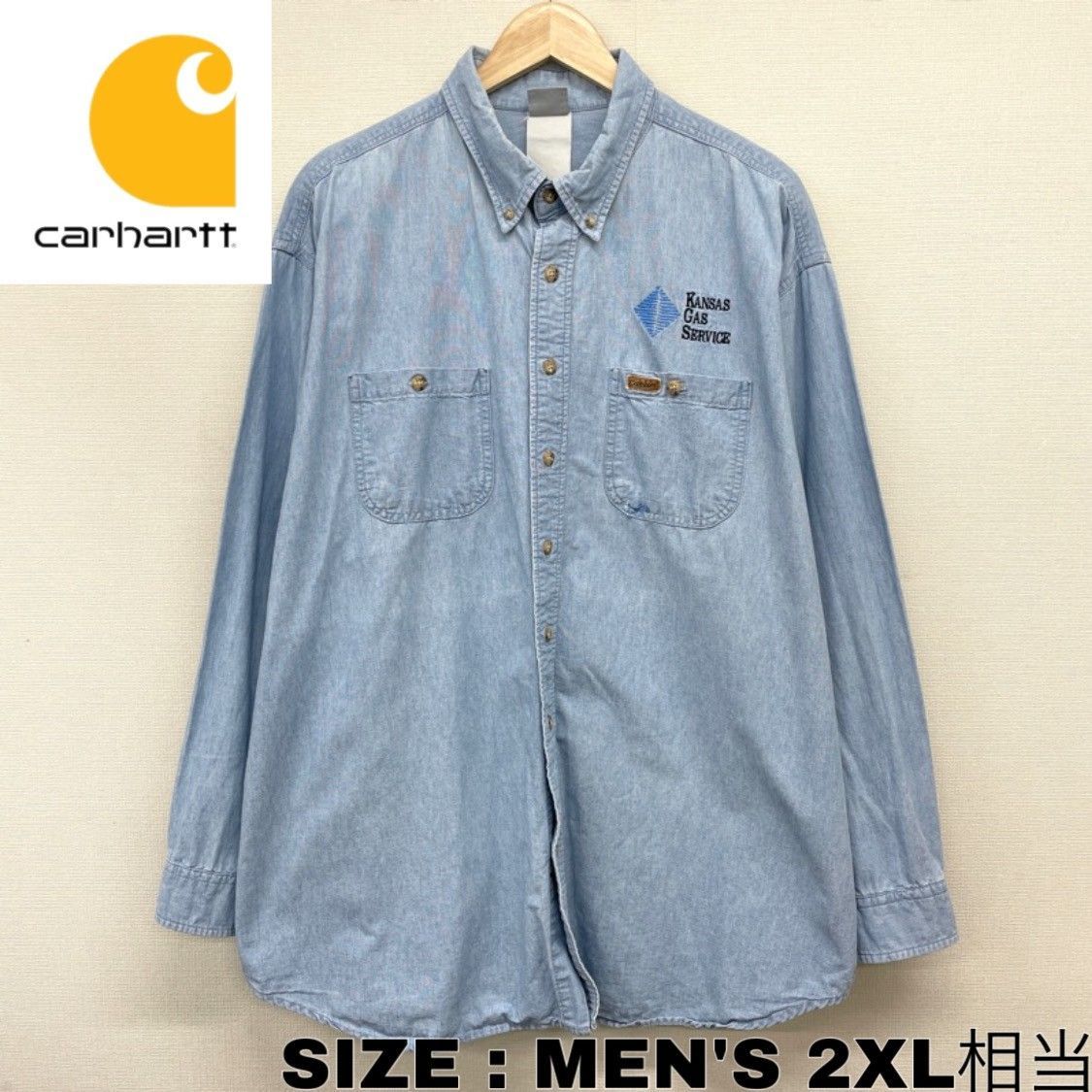 US古着 カーハート Carhartt シャンブレーシャツ ボタンダウン ワン ...