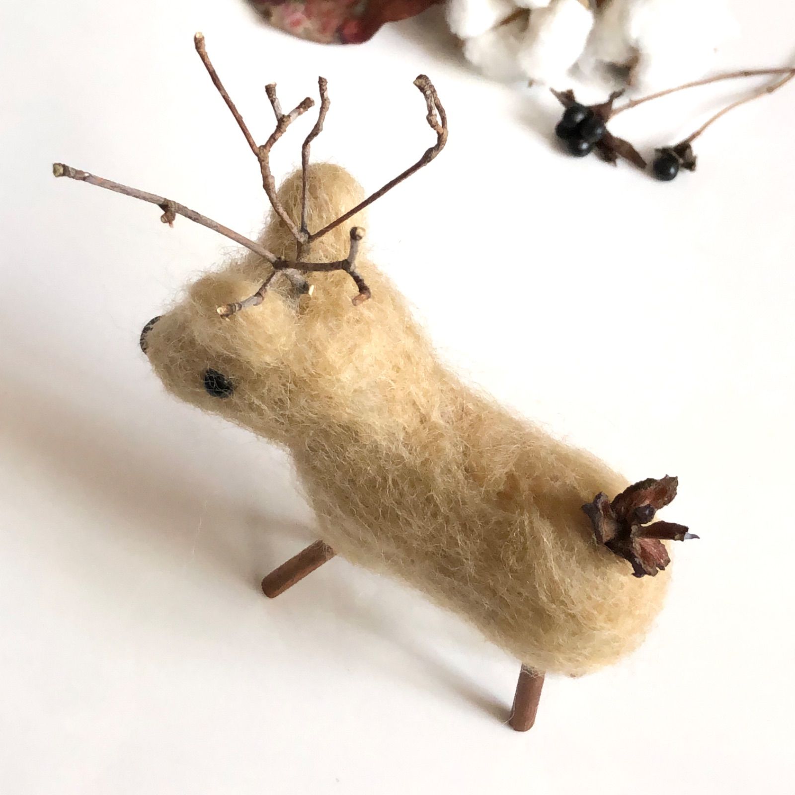 トナカイさん 11cm ＊トナカイ ブラウン 羊毛フェルト クリスマス 