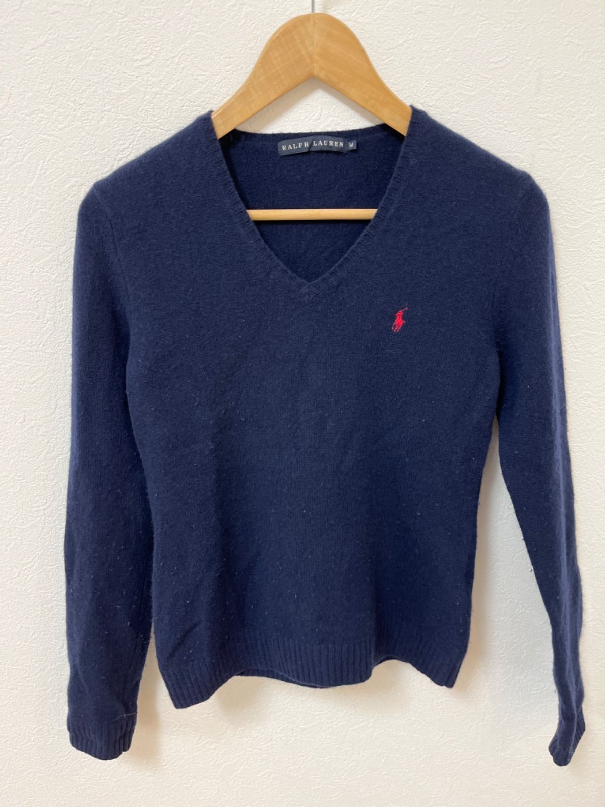 z852 RALPH LAUREN ラルフローレン　Vネックセーター　ネイビー　レディース　サイズM