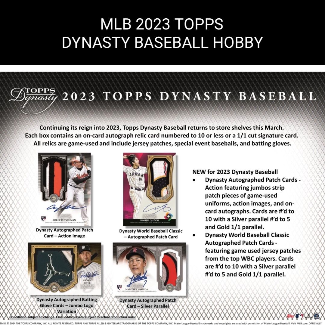 【新品 未開封】2023 TOPPS DYNASTY BASEBALL HOBBY 1Box ①