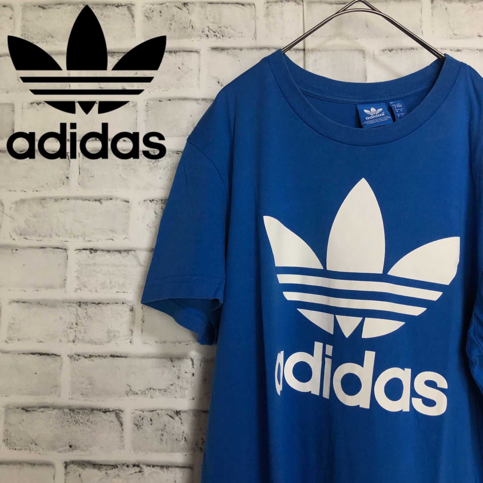 adidas⭐️00s アディダスオリジナルス ビッグトレファイルロゴ Tシャツ L vintage 青白