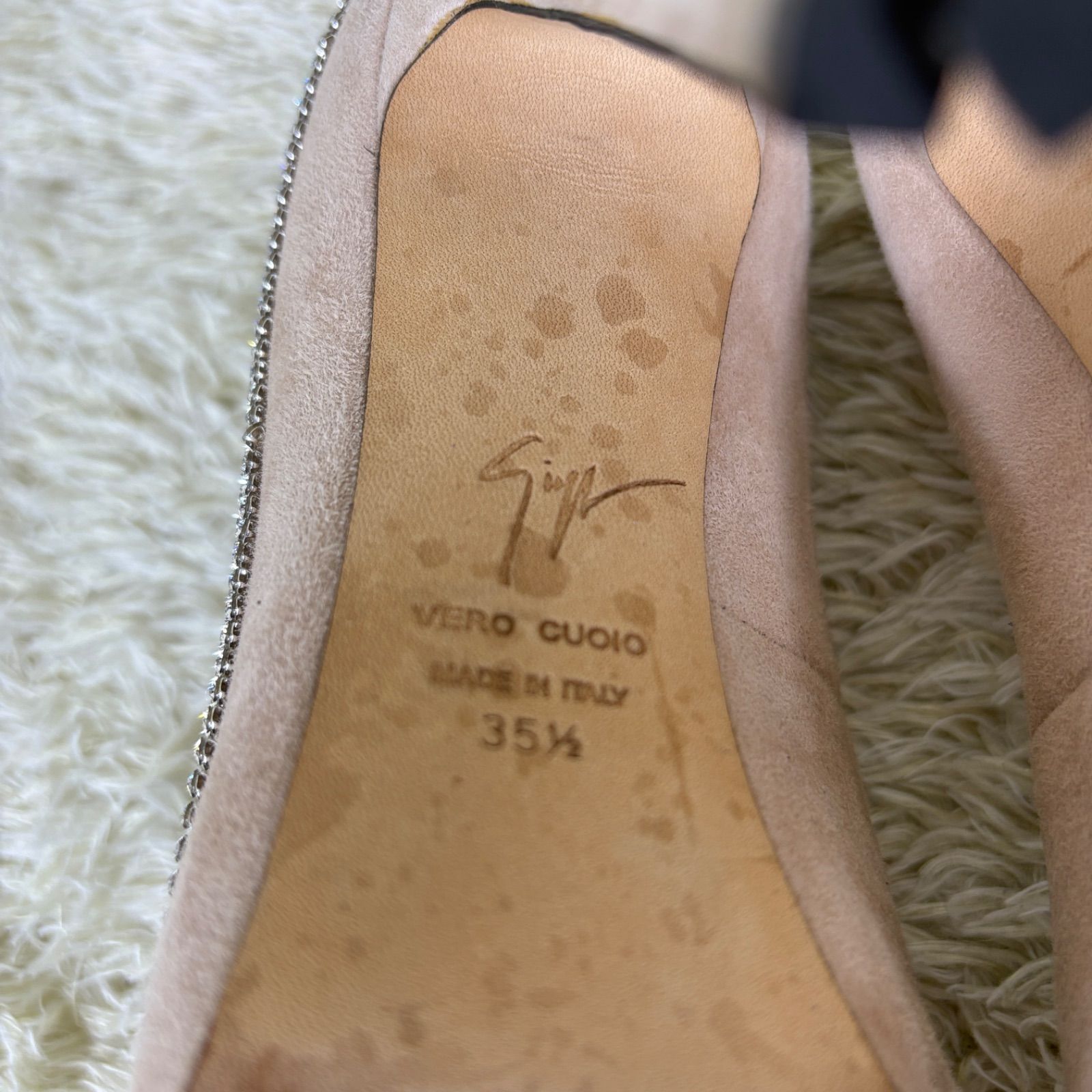 ジョゼッペザノッティパンプス ヒール ラインストーン スエード ベージュ オープントゥ ピンヒール EU35 Giuseppe Zanotti Pumps Rhinestone Suede Beige Open Toe Stiletto Heels KIN-KAAI_COM