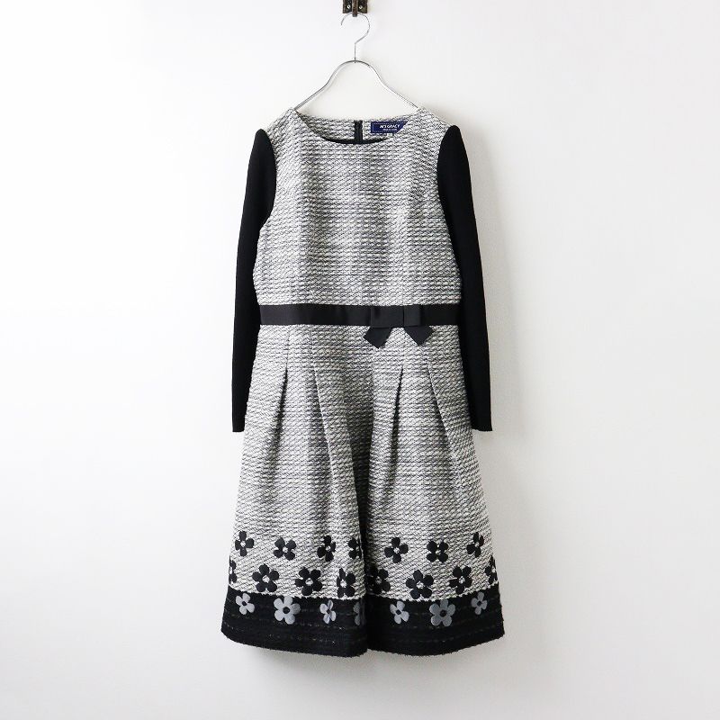 【新品】M'S GRACY　リブニット切り替えツイードプリントワンピース MS GRACY リブニットツイードワンピース エムズグレイシー リブニット