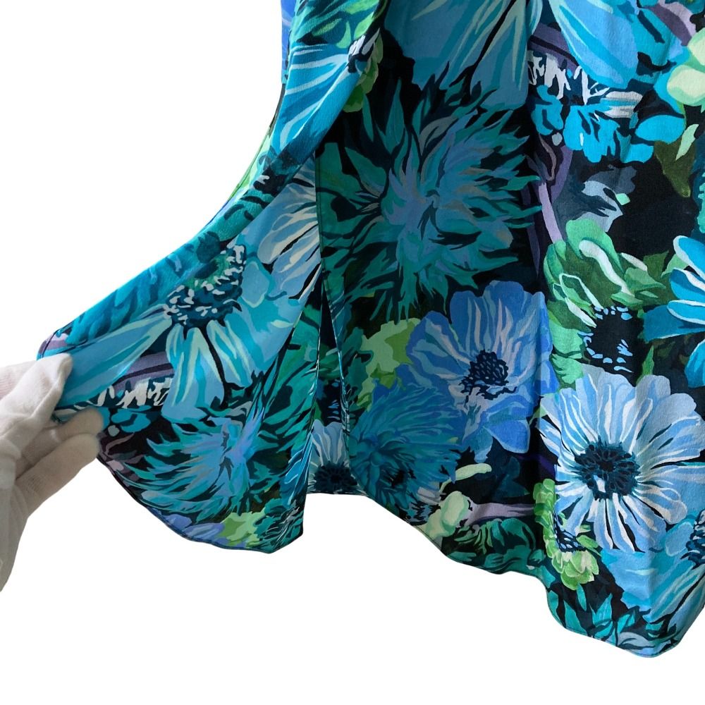 23SS STELLA McCARTNEY ステラマッカートニー フローラル シルク スカラップスカート サイズ38 ブルー レディース 古着 NICORILABO_COM