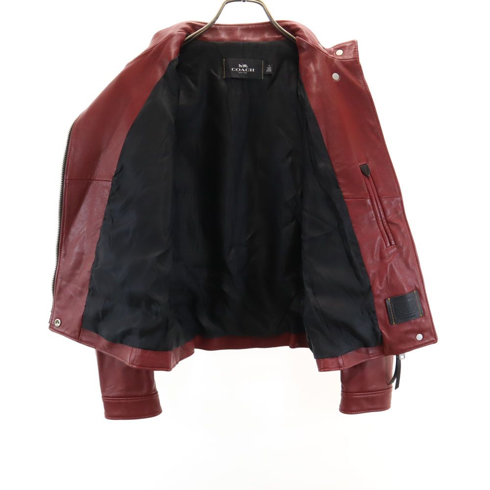 COACH コーチ F33830 ダブルライダースジャケット S レッド レザー