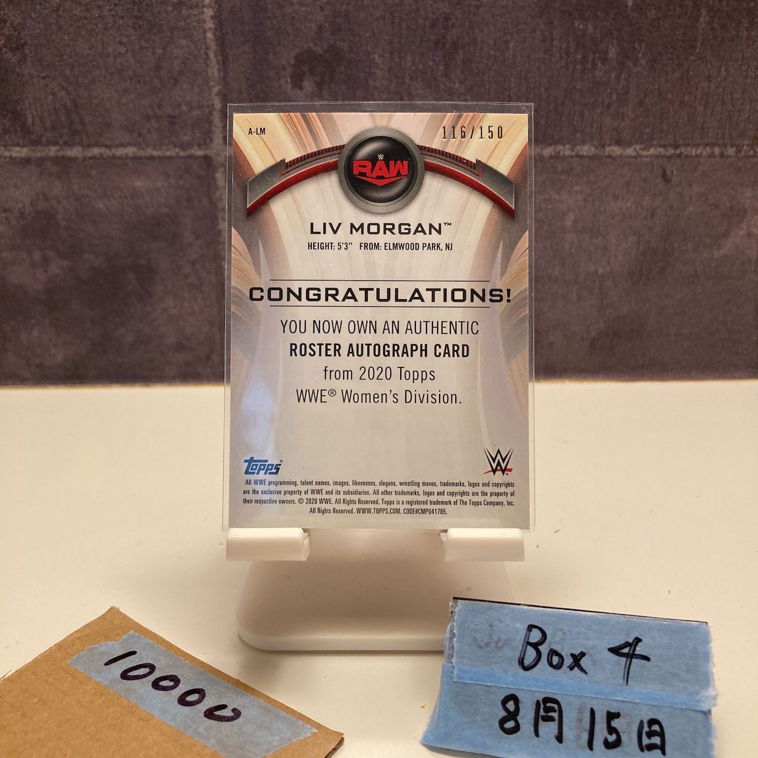 2020 Topps Women s Liv Morgan 116|150 直筆サイン WWE カード