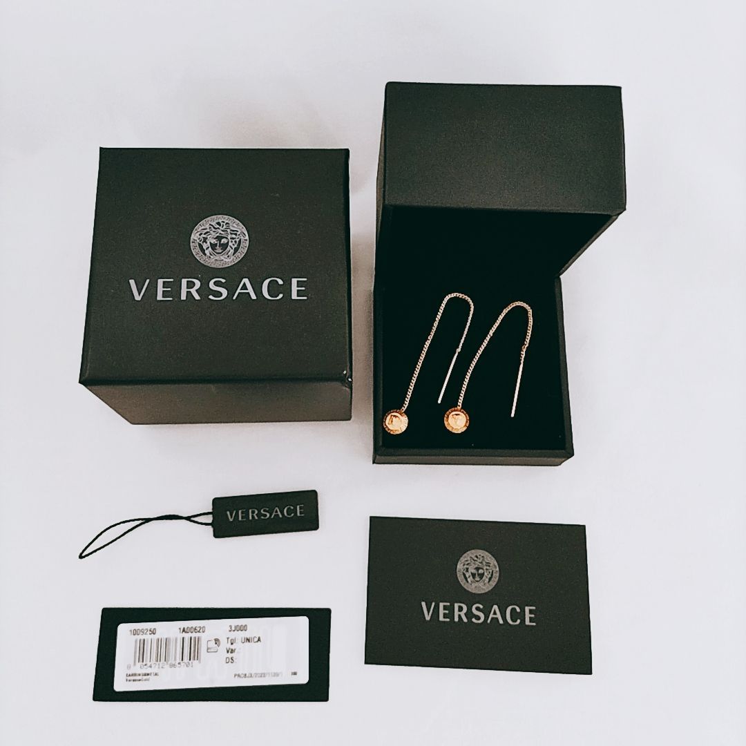 新品未使用】VERSACE メドゥーサ ドロップ ピアス ゴールド 