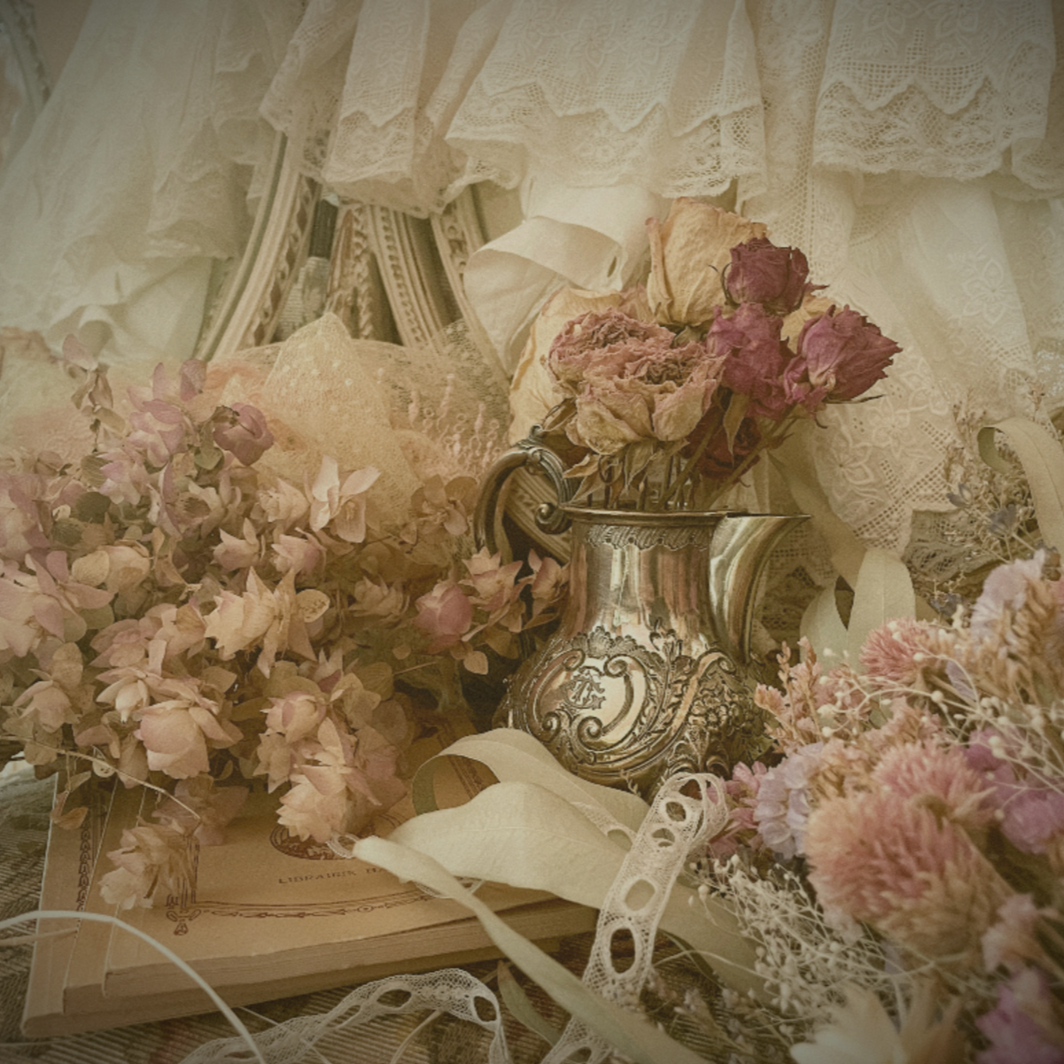 フランスアンティーク ローズのプレート オールドリモージュ ピンク