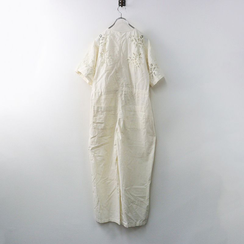 定価4.1万 2025SS ビアズリー BEARDSLEY バテンレースモチーフオールインワン F オフホワイト 綿麻 サロペット 2400014623406