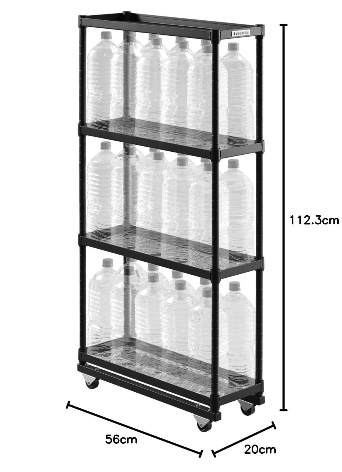 スリム ボトルラック ラージ BHS-200-BK キッチンワゴン 隙間収納 幅 20cm タイプ MARWIL-DEMENAGEMENTS_CH