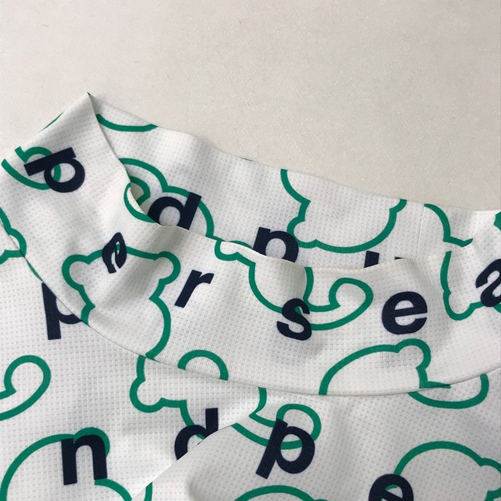 サイズ：M AND PER SE アンパスィ 2024年モデル モックネック 半袖Tシャツ 総柄 ホワイト系 [240101427919] ゴルフウェア レディース ストスト サイズ：M AND PER SE アンパスィ 2024年モデル モックネック