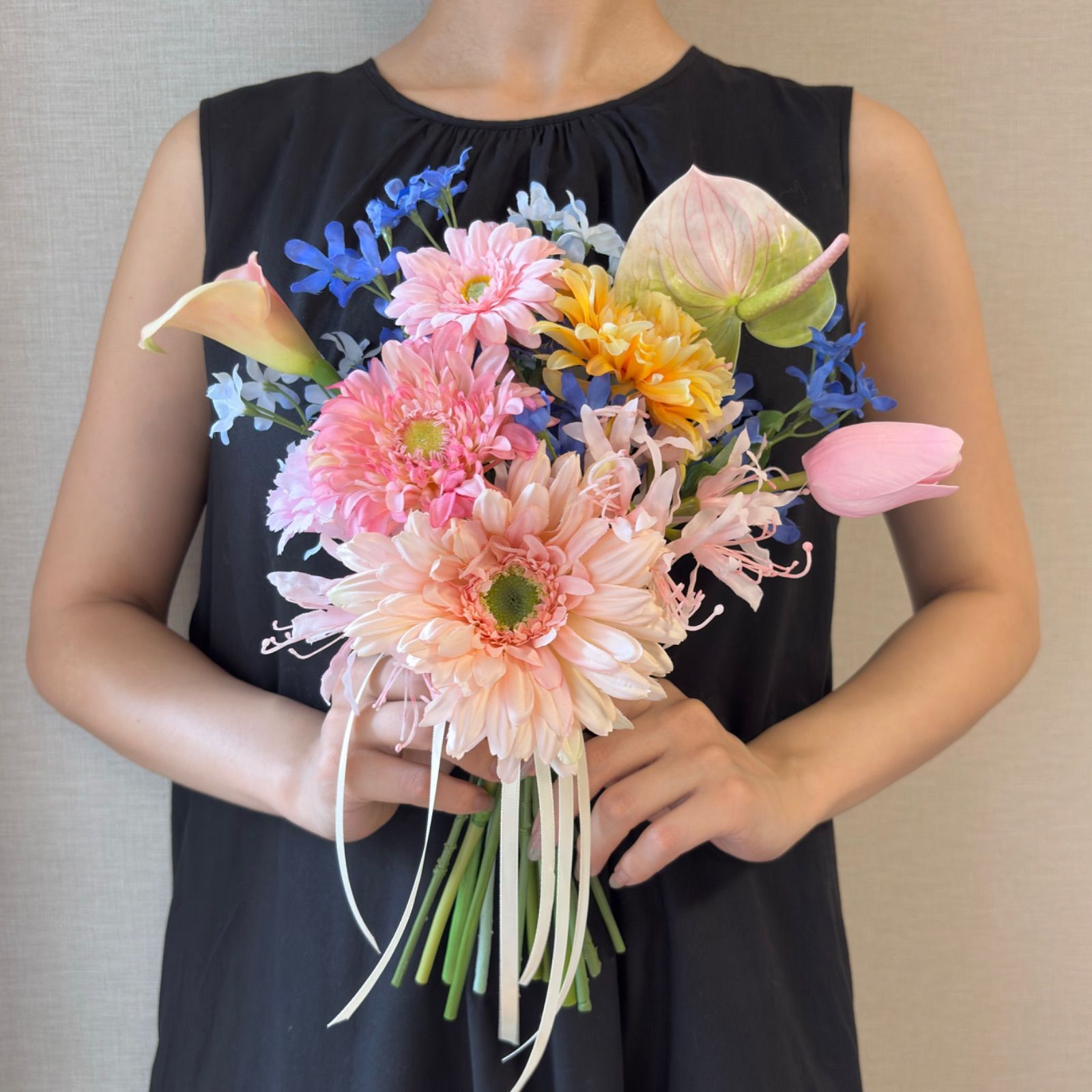 45. ブートニア付 ウェディングブーケ アーティシャルフラワー造花