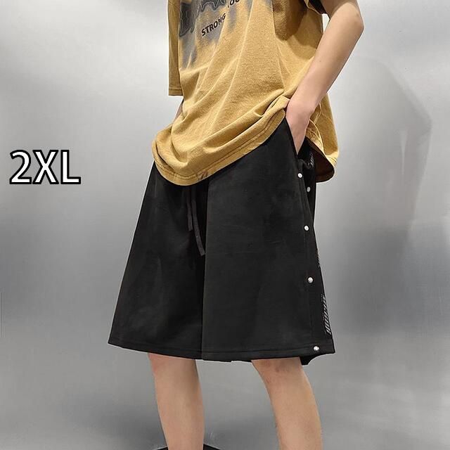 [2XL]メンズ ファッション 服 男性用 オシャレ シンプル 大人 かっこいい 大きいサイズ ストリート 紳士服 スエード ショート パンツ 夏 アメリカン レトロ カジュアル ミッド パンツ サイド 
