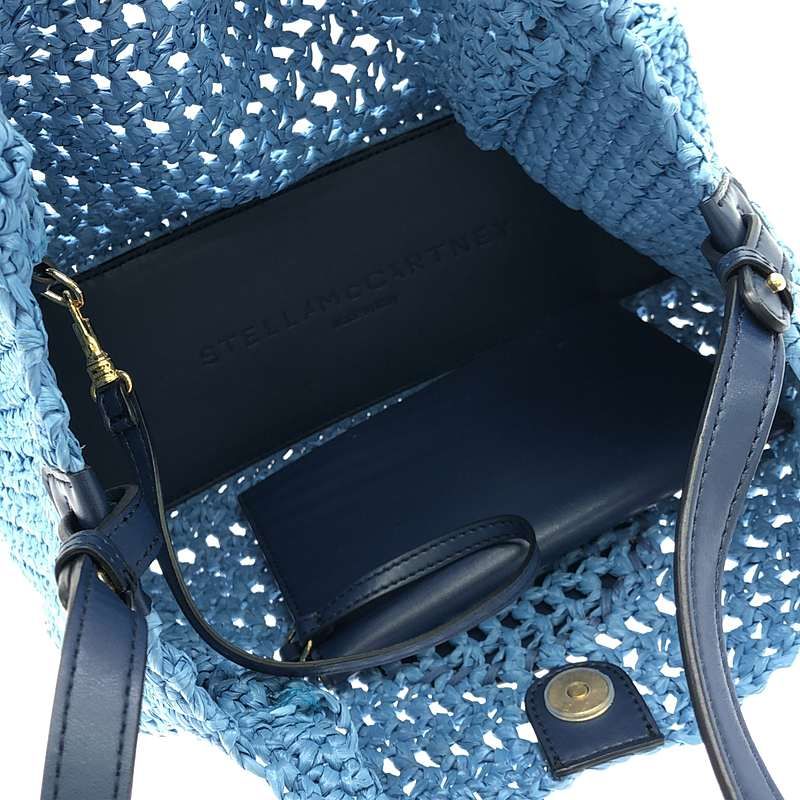【美品】  STELLA McCARTNEY / ステラマッカートニー | 2way ショルダー付き レザーハンドル  ロゴ カゴ ハンドバッグ | ブルー/ネイビー | レディース 美品】 STELLA McCARTNEY / ステラマッカートニー | 2way ショルダー