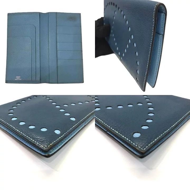 エルメス エヴリン 札入れ 長財布 シェーブル レザー パンチング  