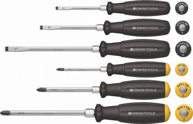 PBスイスツールズスイスグリップ貫通ドライバーセット6本セット プラス3本|マイナス3本 8249DNCBB PB SWISS TOOLS