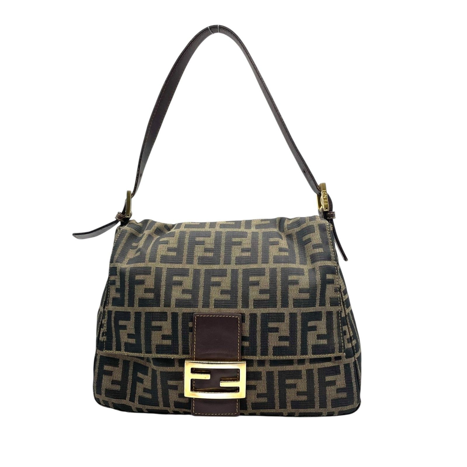 【良品】フェンディ マンマバケット ショルダーバッグ FF キャンバス 肩掛け 美品 フェンディ FENDI マンマバケット ショルダーバッグ ズッカ