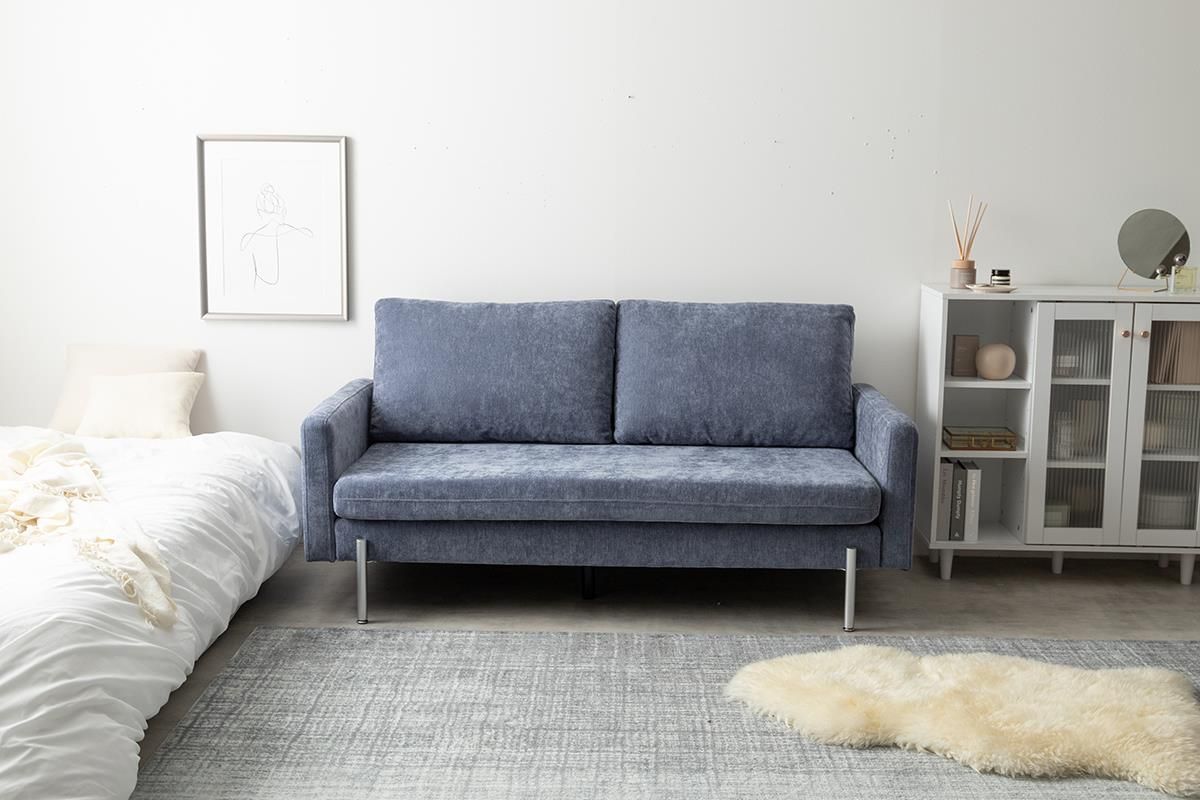 Cheri 2人掛けアンティーク風ベロアソファ　グレー Cheri 2人掛けアンティーク風ベロアソファグレー