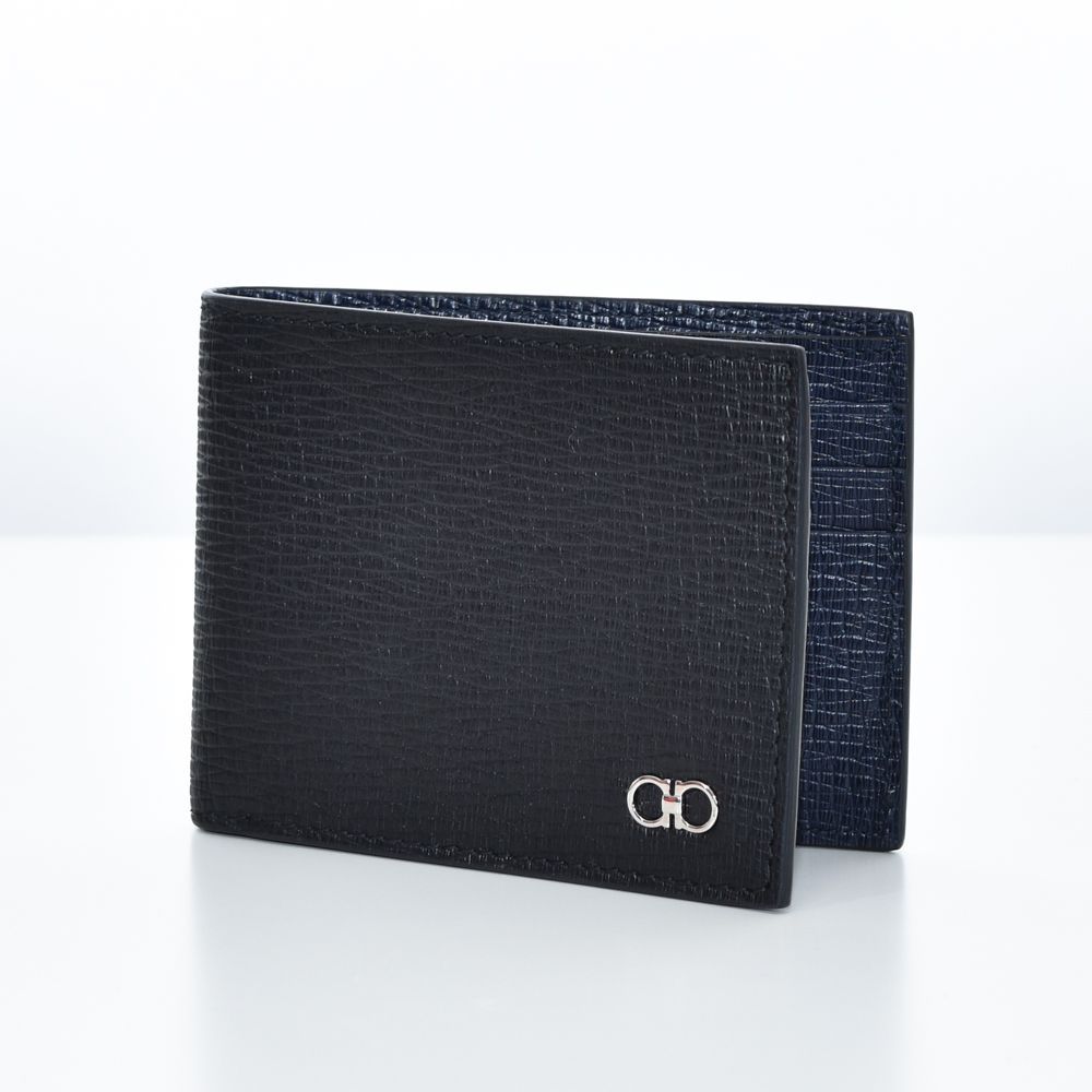 Salvatore Ferragamo 財布 メンズ 660985 二つ折り財布 小銭入れ無し バイカラー フェラガモ FERRAGAMO