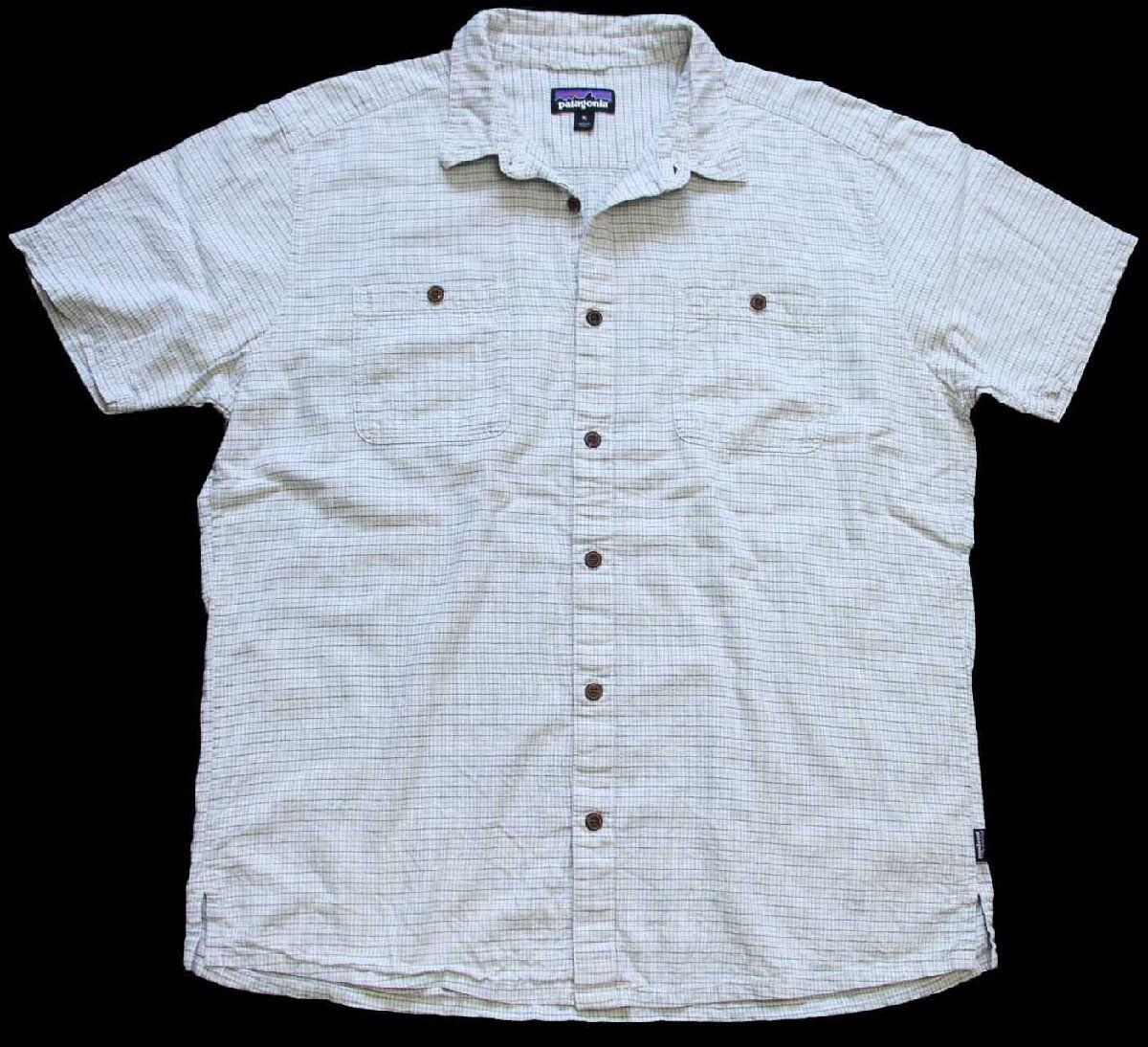 Patagonia ヘンプ オーガニックコットン 半袖シャツ ブルー L