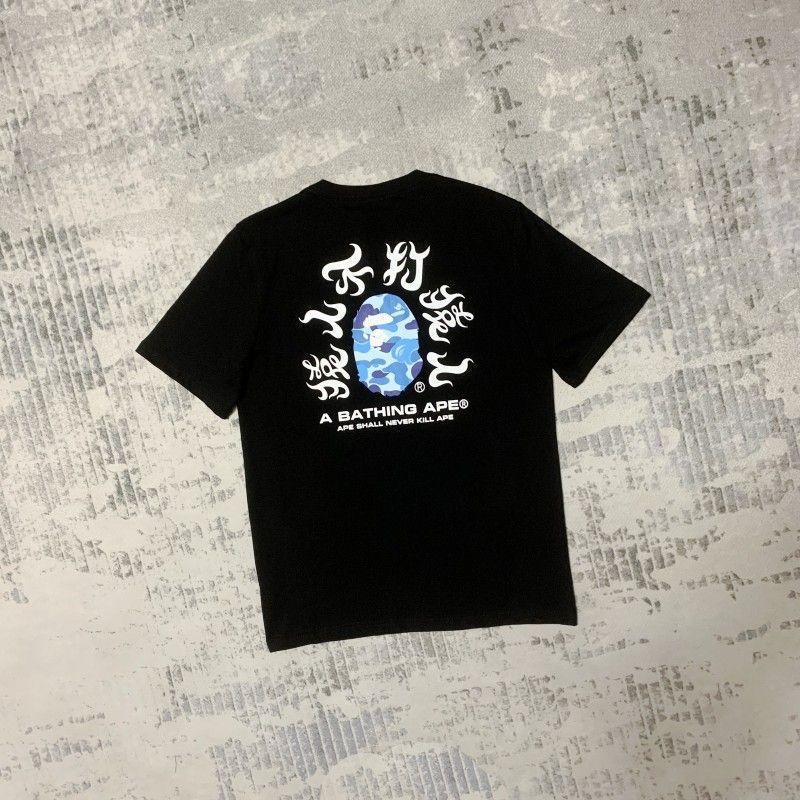 BAPE プリント Tシャツ ブラック ホワイト A BATHING APE アベイシングエイプ Tシャツ レディース ブラック