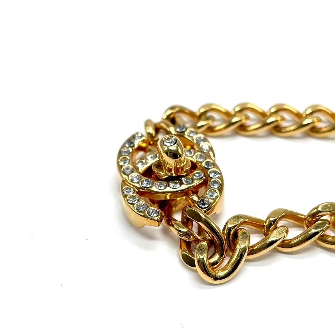 CHANEL ココマーク ターンロック ラインストーン ブレスレット 97A