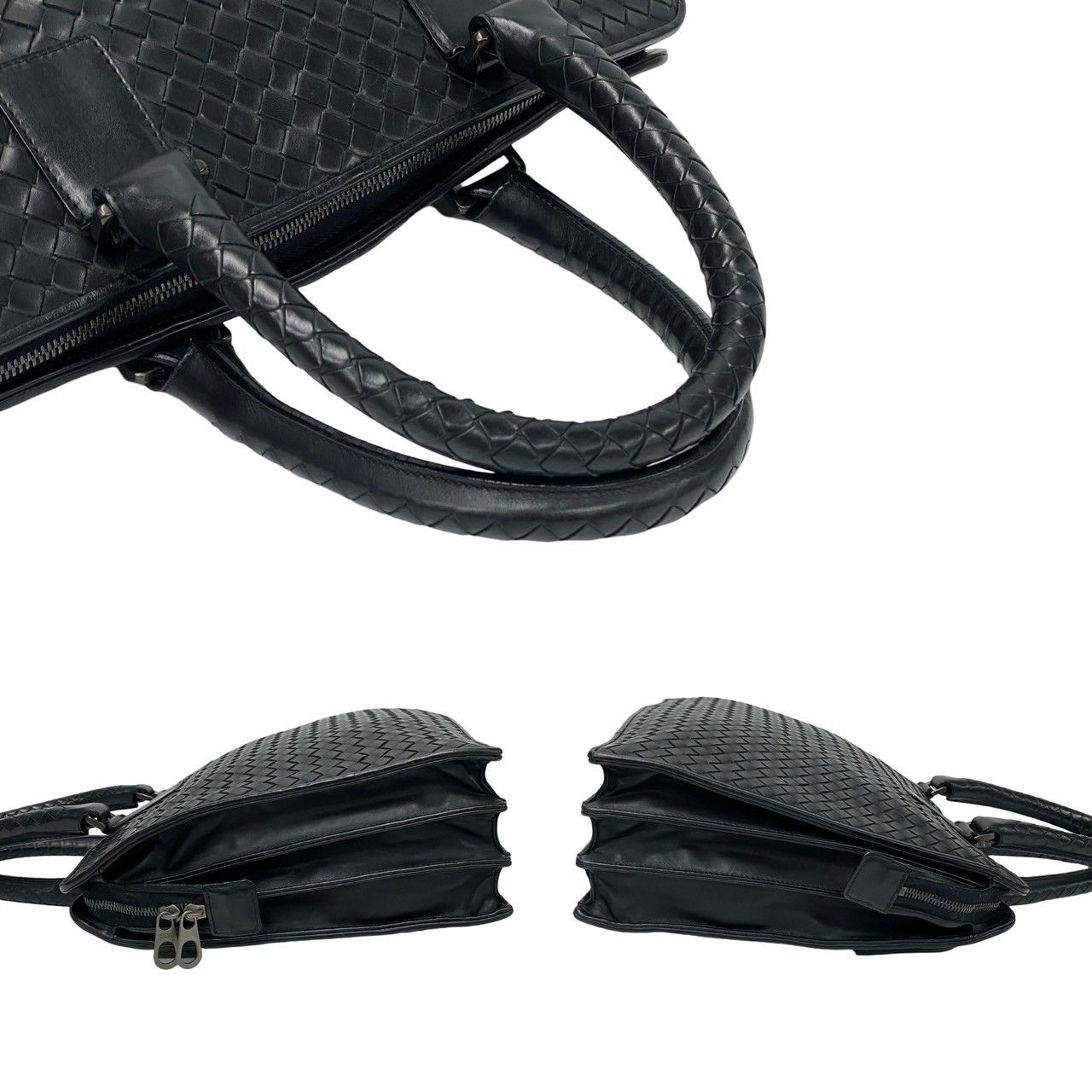 ■極美品■BOTTEGA VENETA ハンドバッグ イントレチャート　ブラック 極 美品 BOTTEGA VENETA ボッテガ ヴェネタ イントレチャート レザー