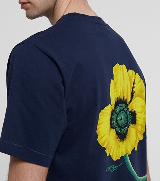 KENZO ケンゾー Tシャツ 半袖 ロゴ 花柄 バックプリント ネイビー 白