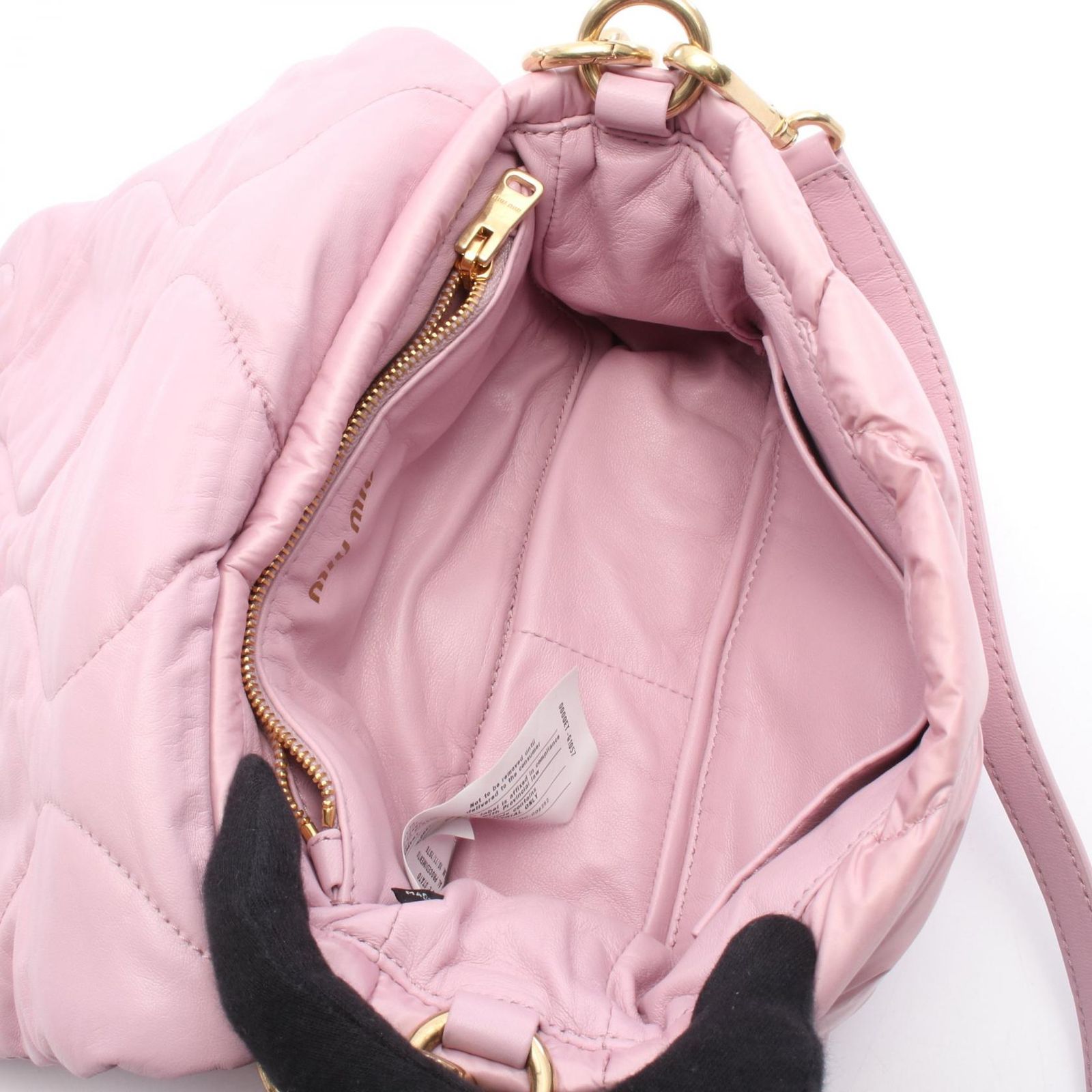 ミュウ ミュウ Miu Miu ショルダーバッグ パデッド ピンク ナイロン 