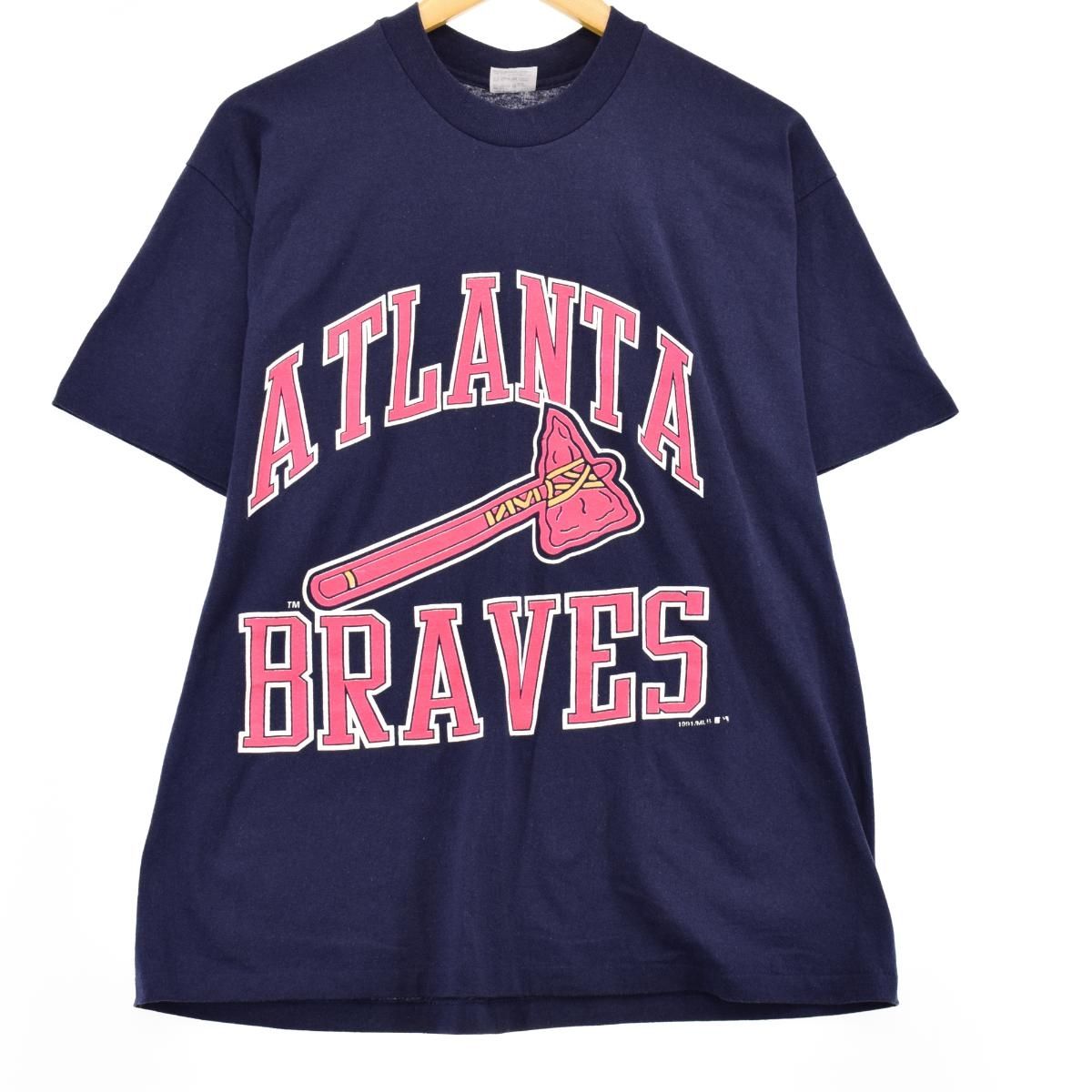 古着 80~90年代 Stedman MLB ATLANTA BRAVES アトランタブレーブス スポーツプリントTシャツ USA製 メンズL  ヴィンテージ/eaa326448