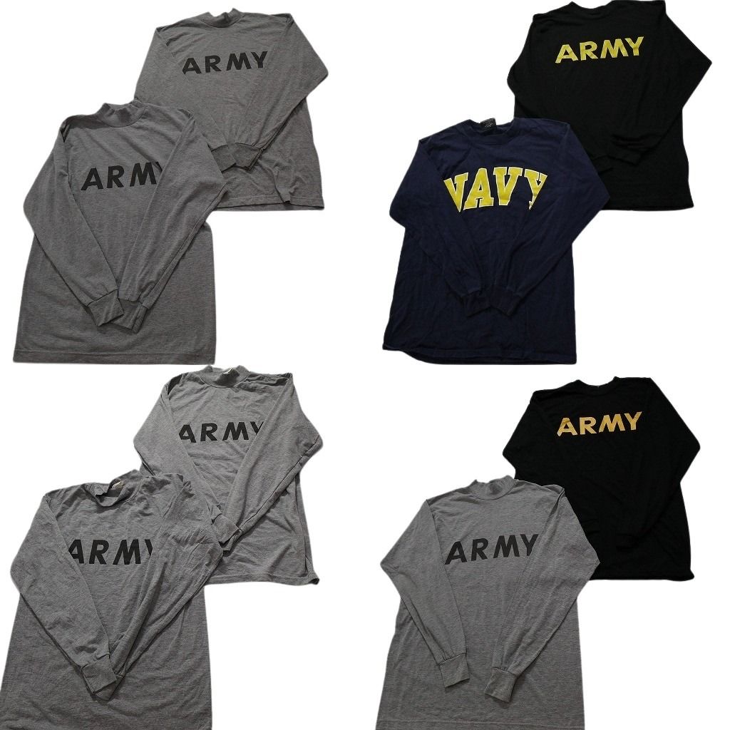 古着卸 まとめ売り ミリタリー 長袖Tシャツ 8枚セット (メンズ M ) モックネック アーチロゴ ARMY NAVY 中古 古着 NC0434 その他