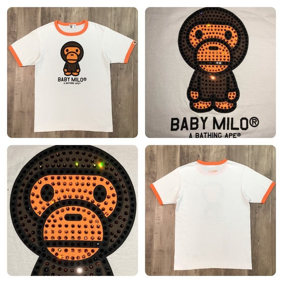 スワロフスキー マイロ Tシャツ Mサイズ a bathing ape BAPE swarovski