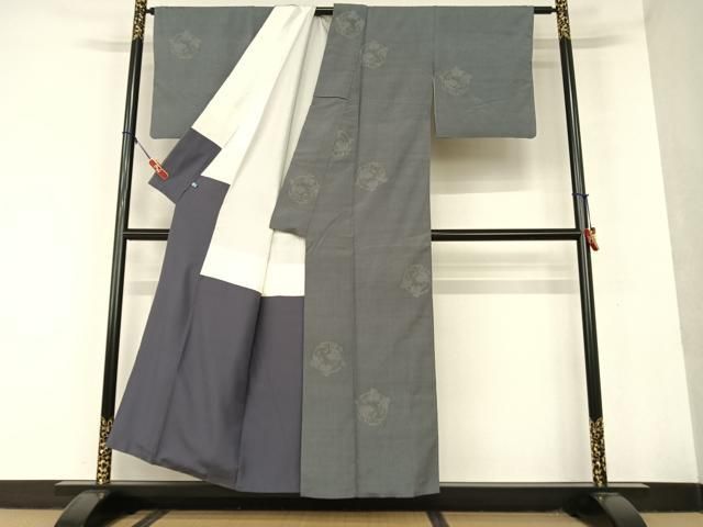 平和屋着物○結城紬 奥順 はたおり娘 80亀甲 飛び亀甲柄 草花丸文 証紙  