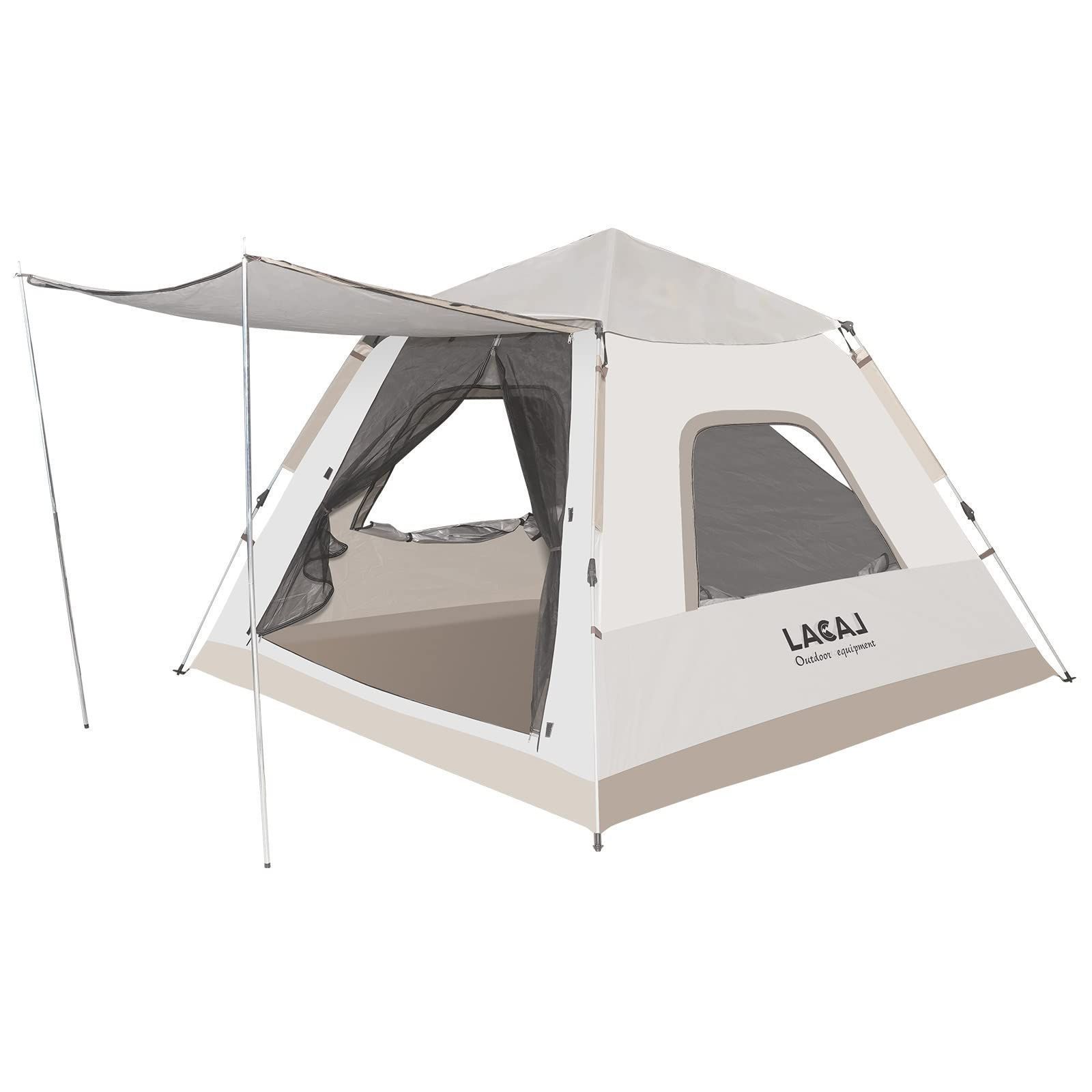 LACAL テント キャンプテント ワンタッチテント ３～４人用 ２重層 設営簡