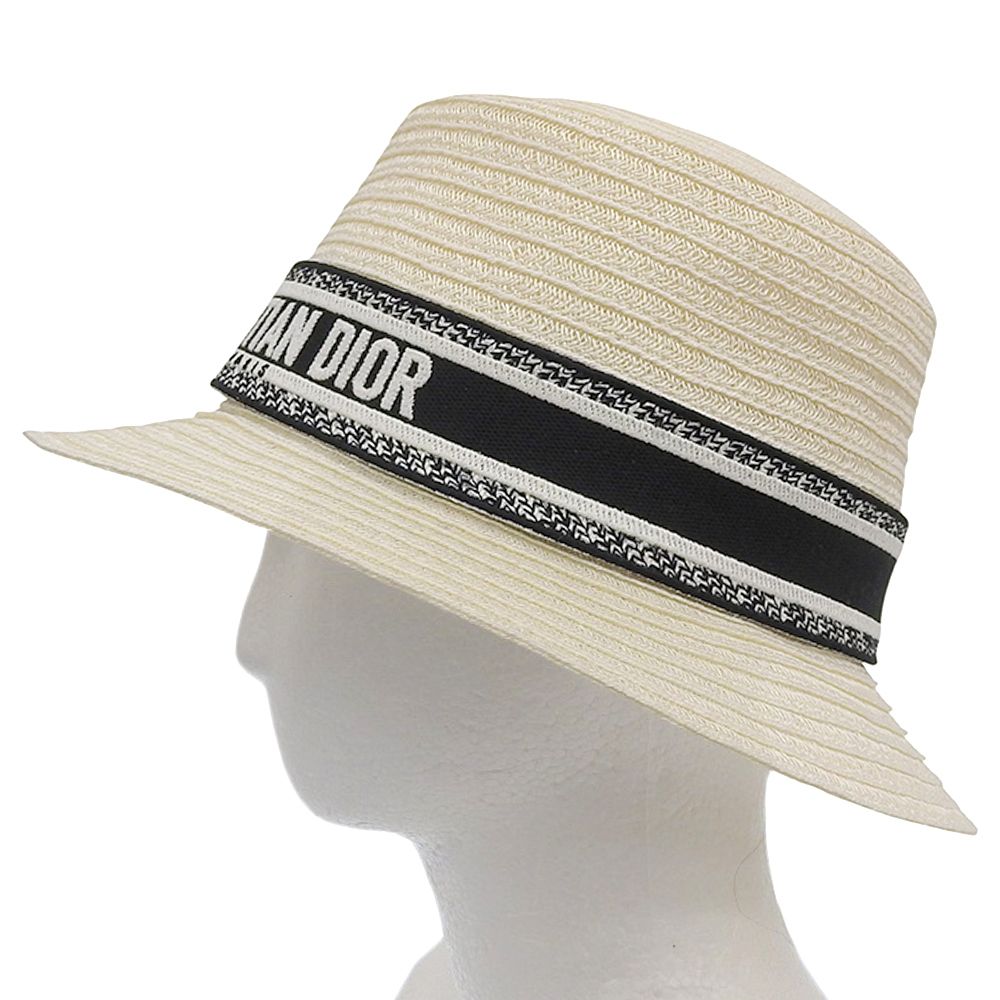 超 クリスチャンディオール Christian Dior 2025年商品 22DRT923G170 ジャガードロゴ ヘンプ100% ストローハット 57 レディース 定価101200円