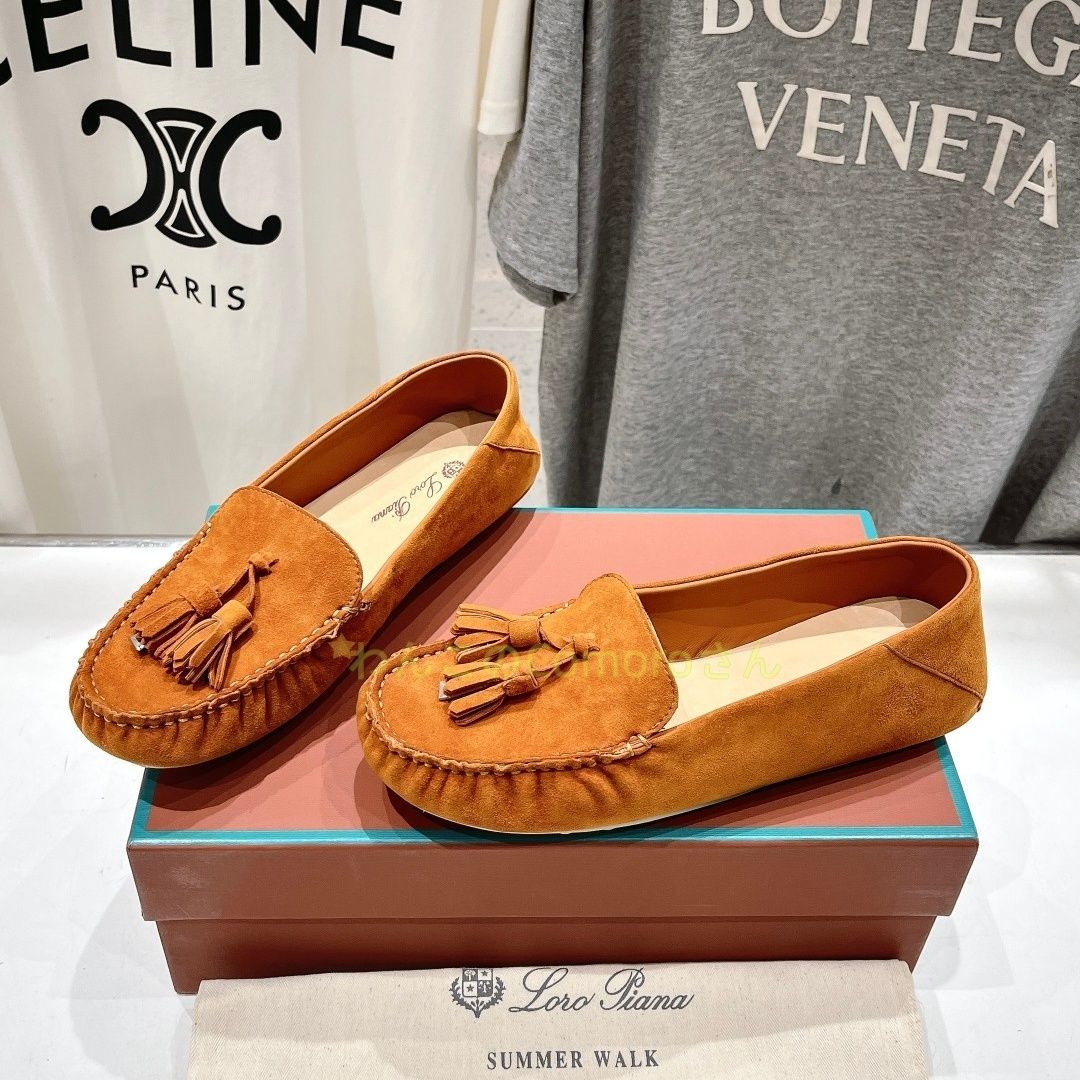 オレンジ23.0~24.5cm 送料無料 ロロピアーナレディース サマーウォーク スエード タッセル ローファー スエードレザーコンフォート NICORILABO_COM