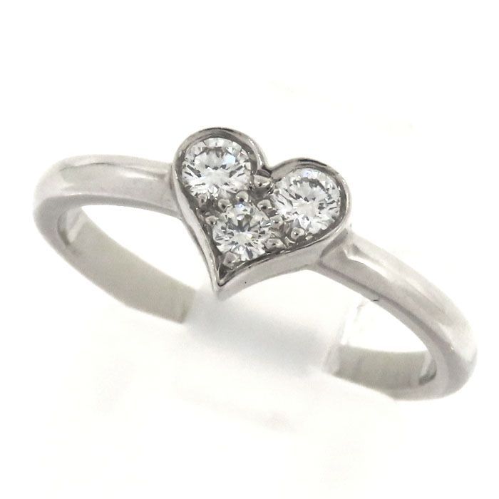 ティファニーセンチメンタルハートリングPt950ダイヤモンド3P