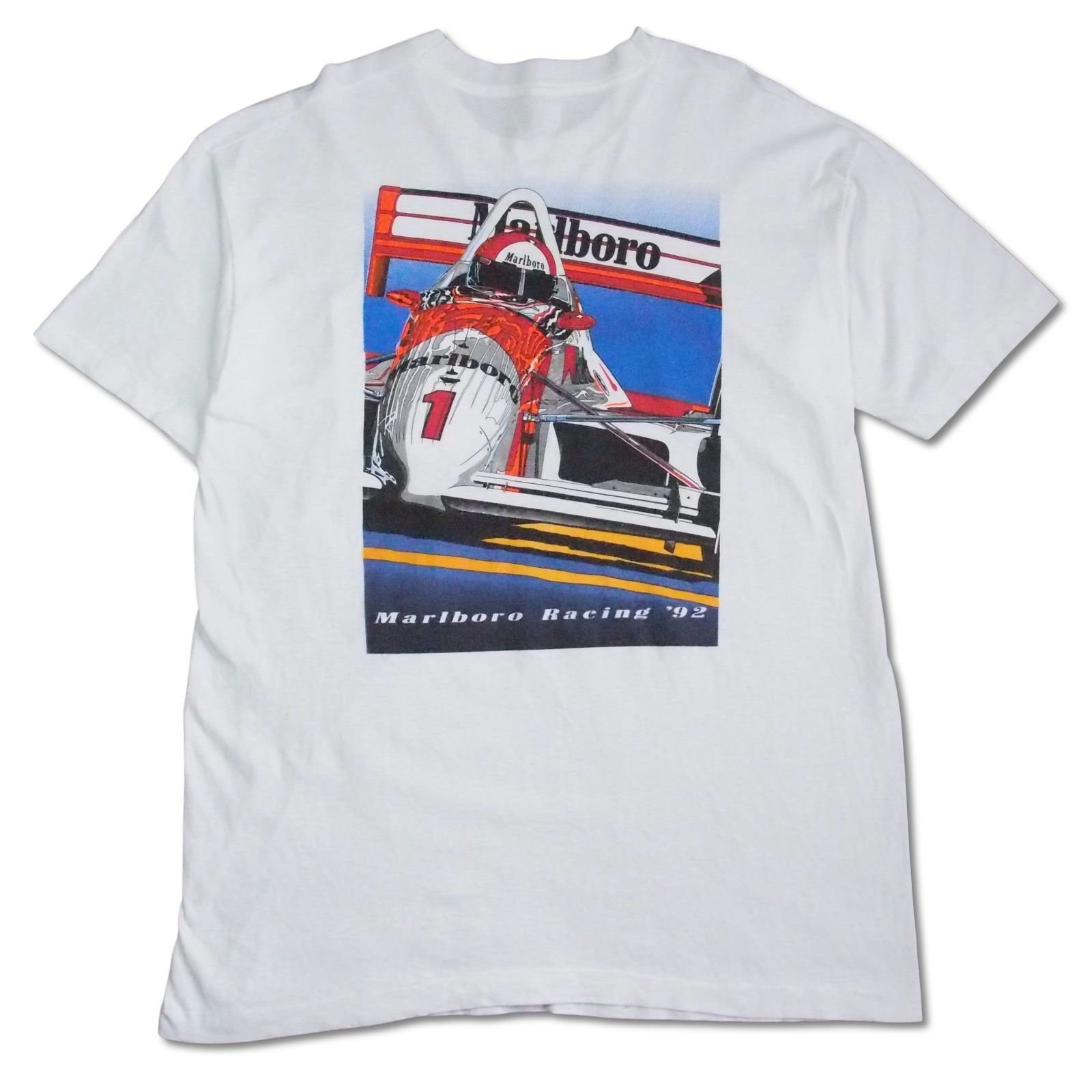 0110 90s XL 白 マルボロ F1カー シングルステッチ ビンテージ 