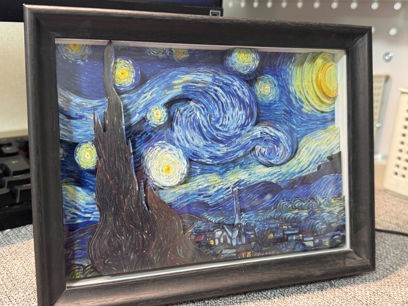 3Dフレームアート 星月夜｜ゴッホ 名画 壁掛けインテリア 絵画