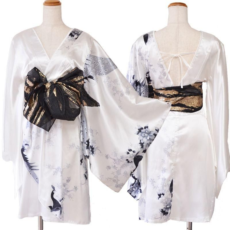 2カラー/2点セット】和柄 花柄 美胸 鶴 バイカラー ミニ 豪華 帯 花魁