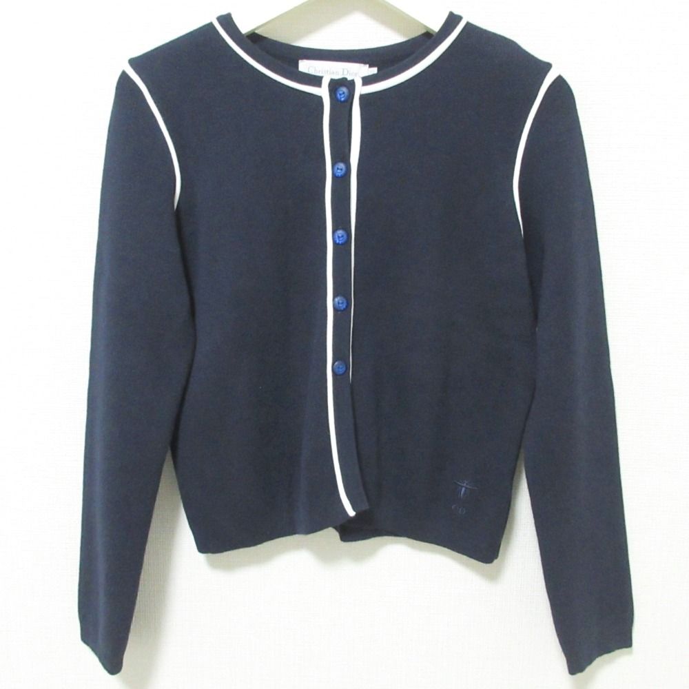 美品 Christian Dior クリスチャンディオール キッズ 子供服 BEE刺繍 ニットカーディガン 12 ネイビー キッズ