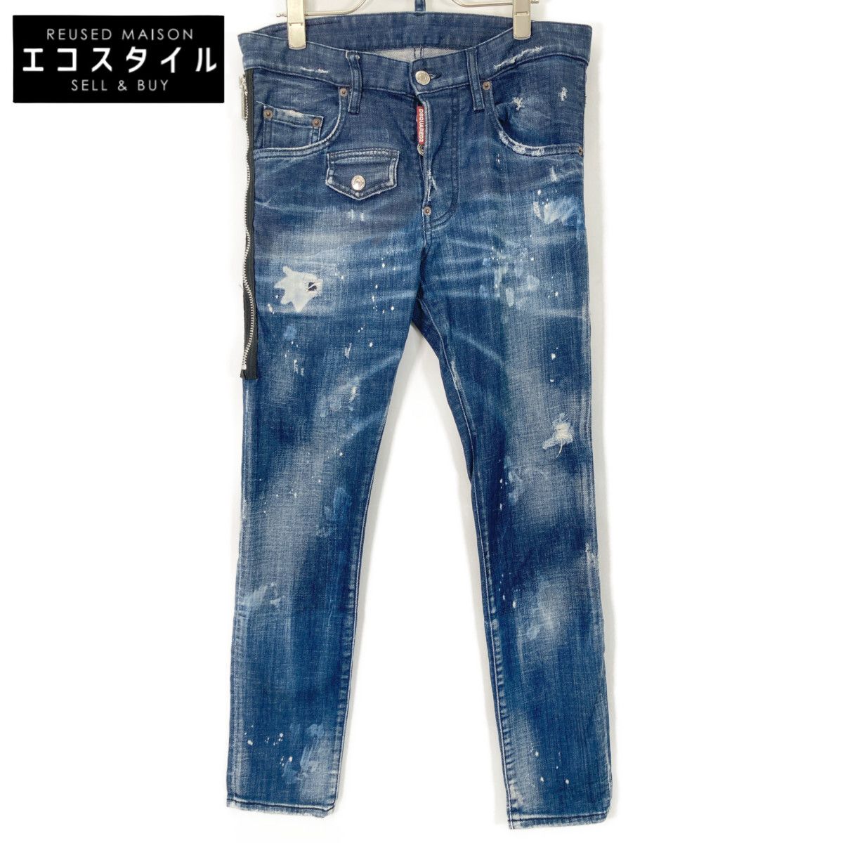DSQUARED2 ディースクエアード 21年 S74LB0837 ﾌﾞﾙｰ DARK WASH 2 SKATER JEAN ｽｹｰﾀｰ ｼﾞｰﾝｽﾞ 44
