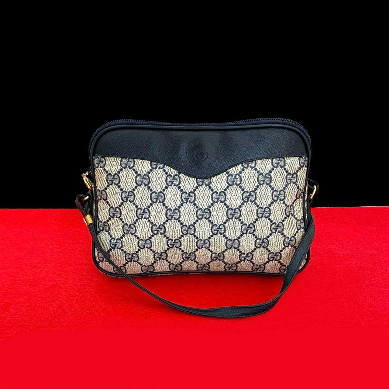 極 美品 GUCCI グッチ オールドグッチ ヴィンテージ GG ロゴ レザー 