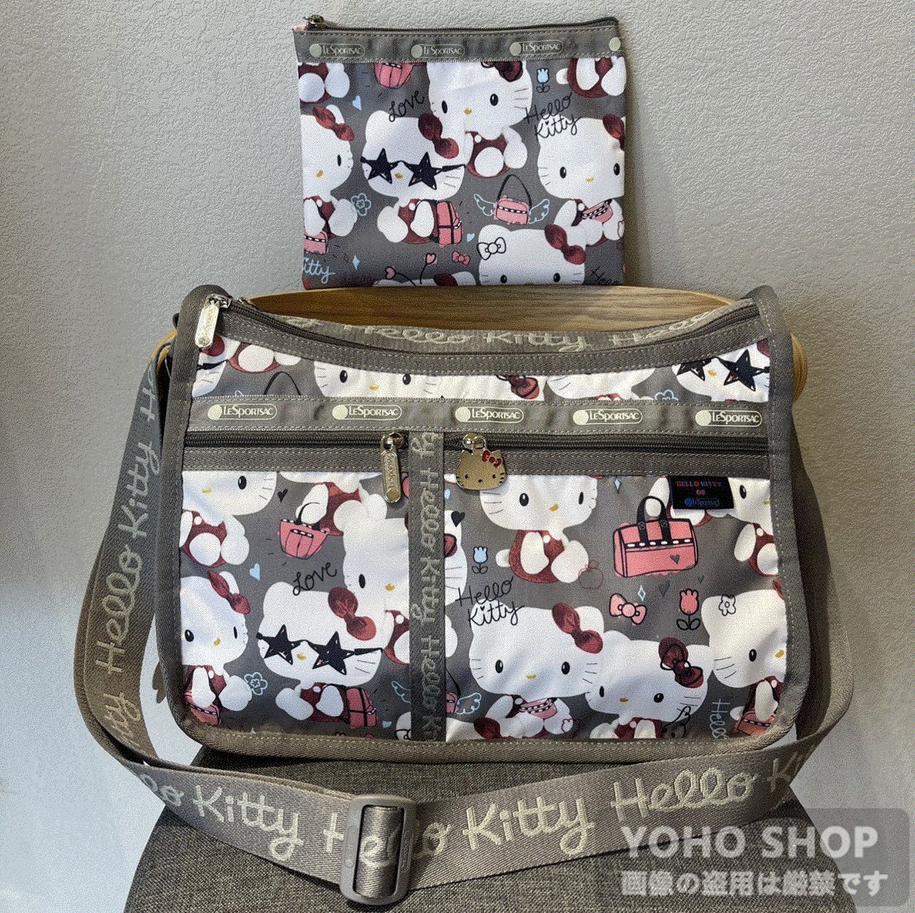 即購入大歓迎 レスポートサック ショルダーバッグ 可愛い ハローキティ グレー Hello Kitty LeSportsac 7507