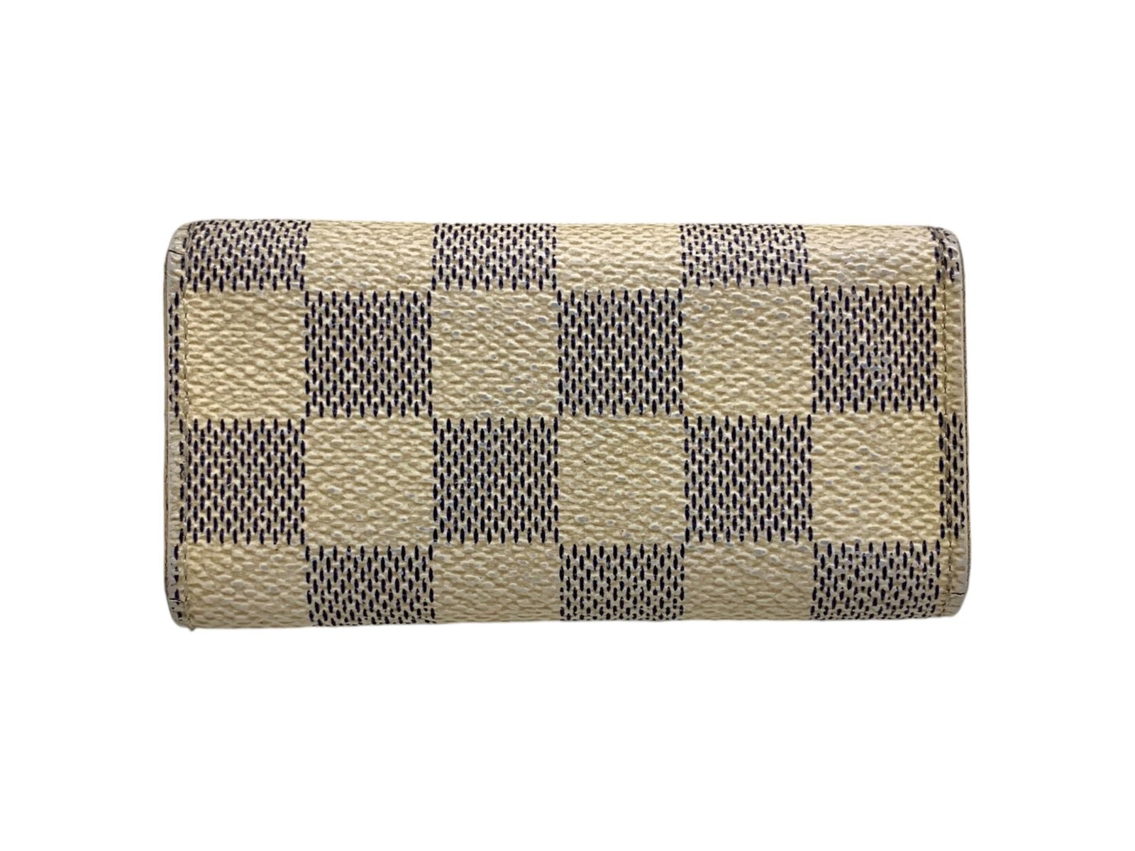 【美品】LOUIS VUITTON  N60020  4連 キーケースアイボリー ヴィトン ダミエアズール ミュルティクレ4 N60020 アイボリー